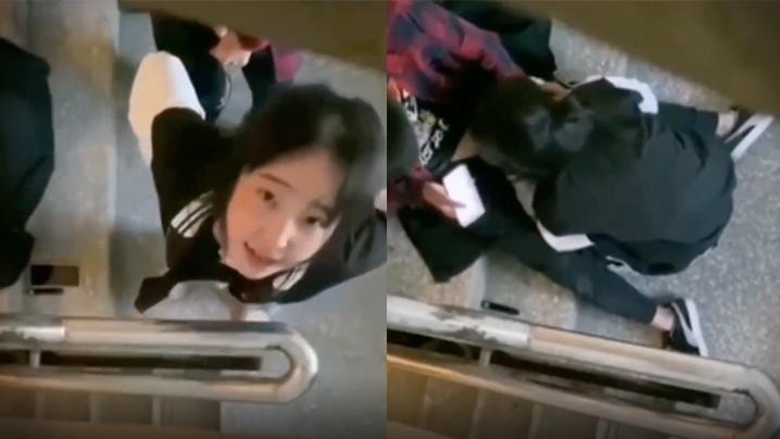 偷拍高中情侣楼梯间狂干女友疯狂内射